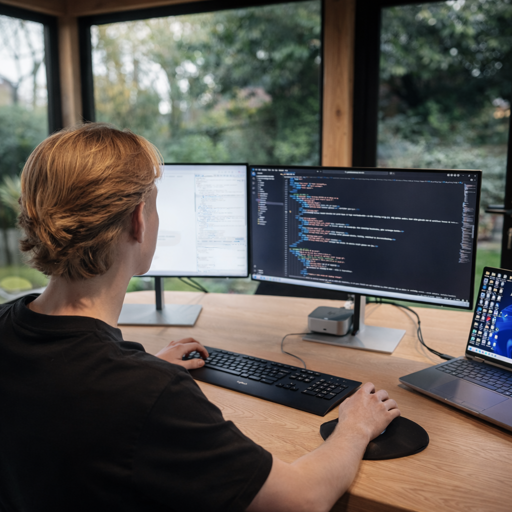 Stan aan het werk achter zijn computer — custom webdevelopment